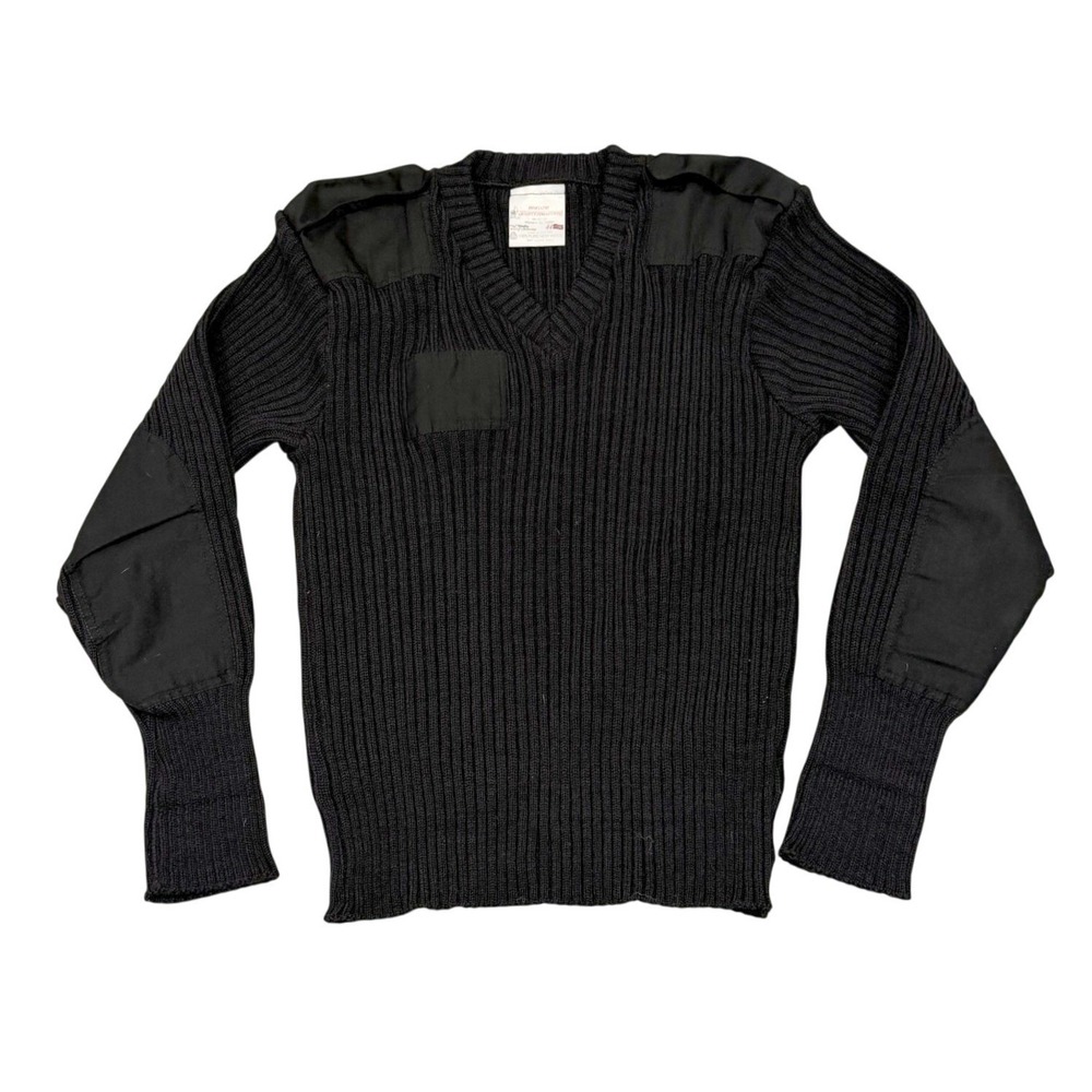 Vintage Brigade Quartermasters Mens 44 Woolly Pully Black Wool Commando Sweater